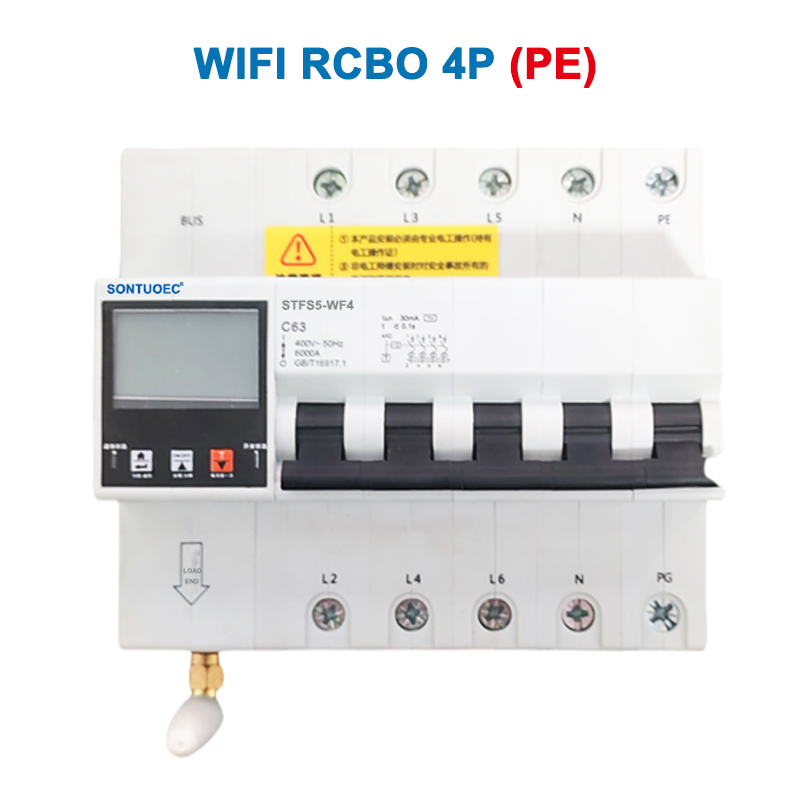 WiFi STFS5-63 Σειρά πολλαπλών λειτουργικών IoT Intelligent RCBO Intelligent Circuit Breaker